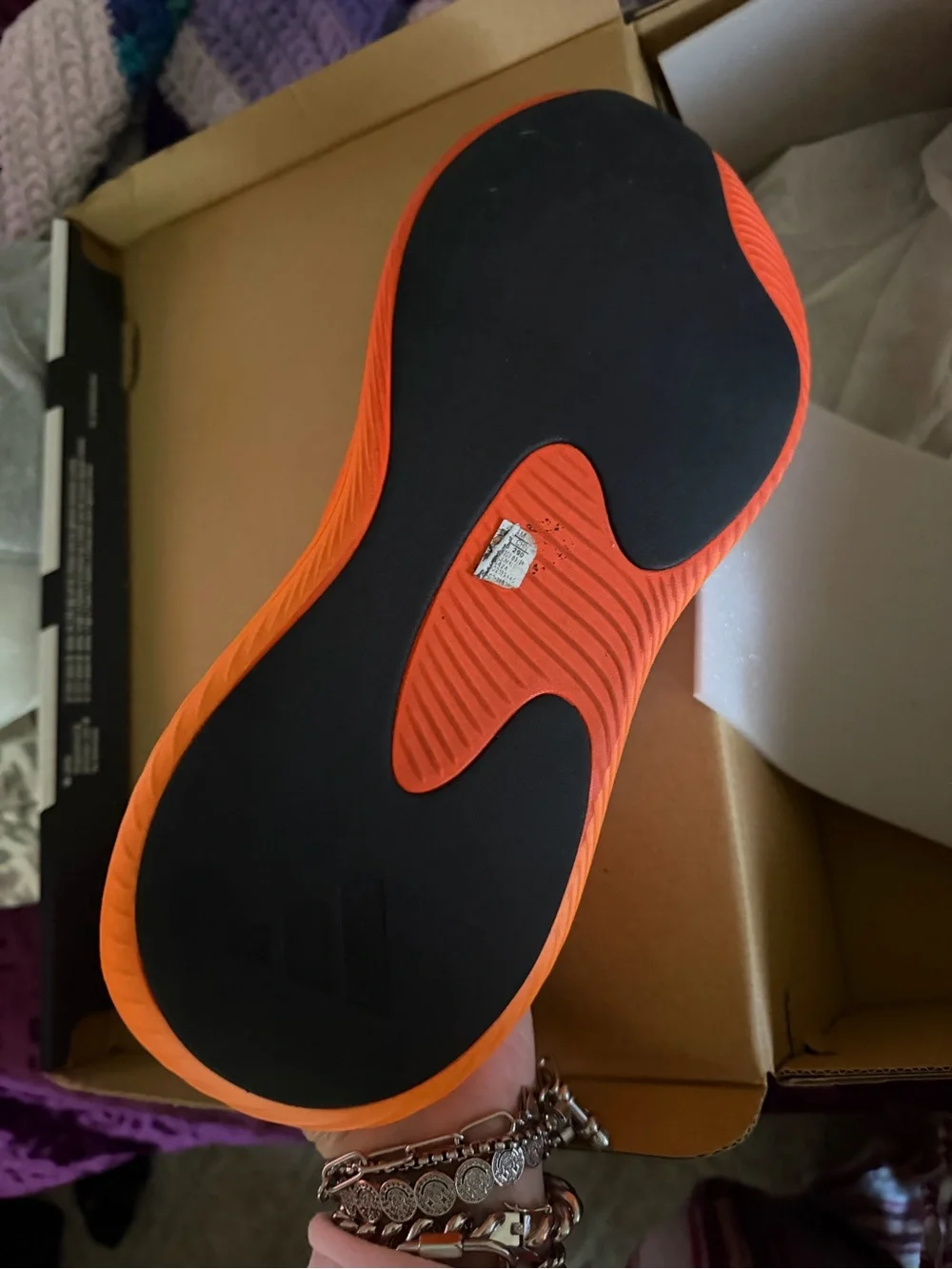 Adidas  Pure Chill Orange Slip-On Foam Clog with White Stripes